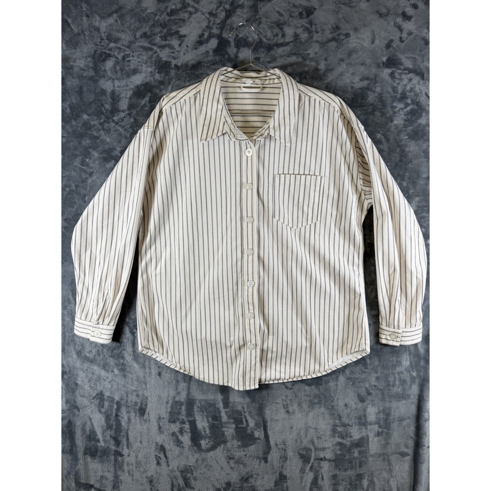 Maurices Shirt Womens L White Striped Long Sleeve Button Up Top